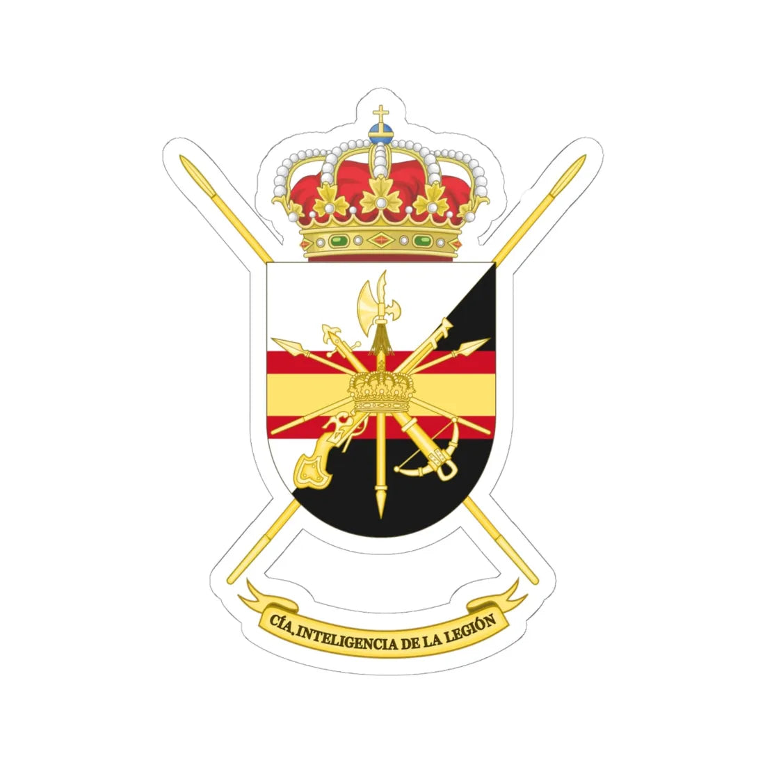 Coat of Arms of the Spanish Legion Intelligence Company (Spain) (Coat of Arms) STICKER Vinyl Kiss-Cut Decal 6 Inch White - The Sticker Space