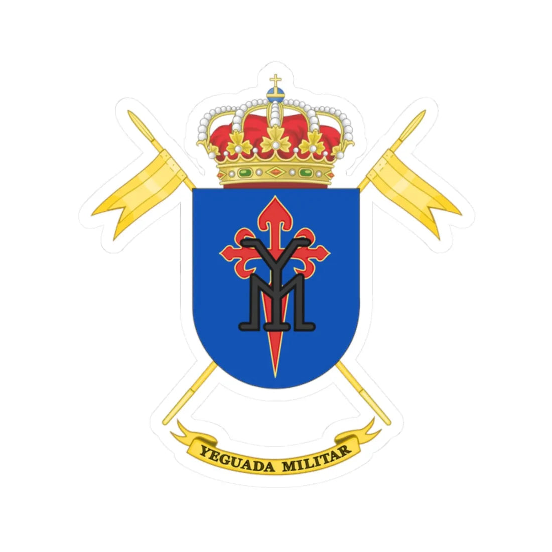 Coat of Arms of the Spanish Military Stud (Spain) (Coat of Arms) STICKER Vinyl Kiss-Cut Decal 2 Inch White - The Sticker Space