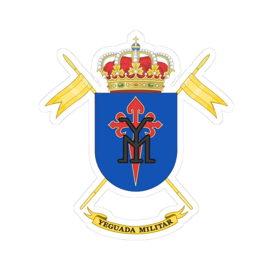 Coat of Arms of the Spanish Military Stud (Spain) (Coat of Arms) STICKER Vinyl Kiss-Cut Decal 3 Inch White - The Sticker Space