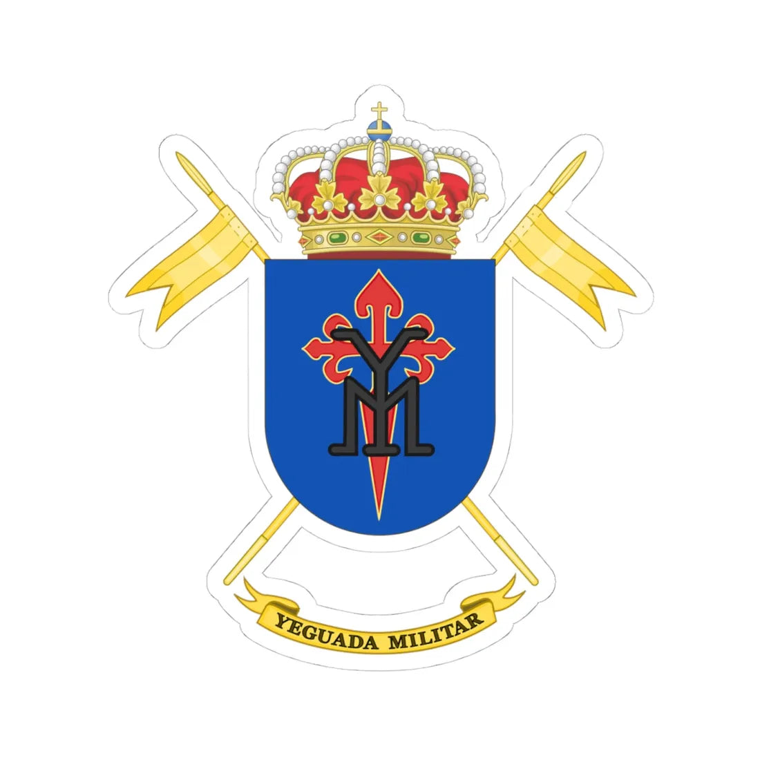 Coat of Arms of the Spanish Military Stud (Spain) (Coat of Arms) STICKER Vinyl Kiss-Cut Decal 4 Inch White - The Sticker Space