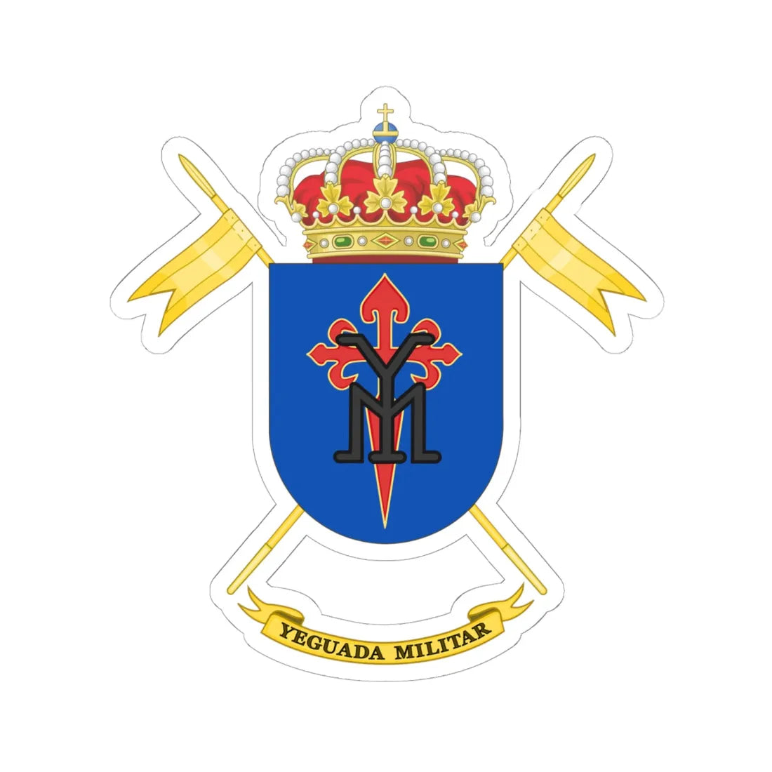 Coat of Arms of the Spanish Military Stud (Spain) (Coat of Arms) STICKER Vinyl Kiss-Cut Decal 6 Inch White - The Sticker Space
