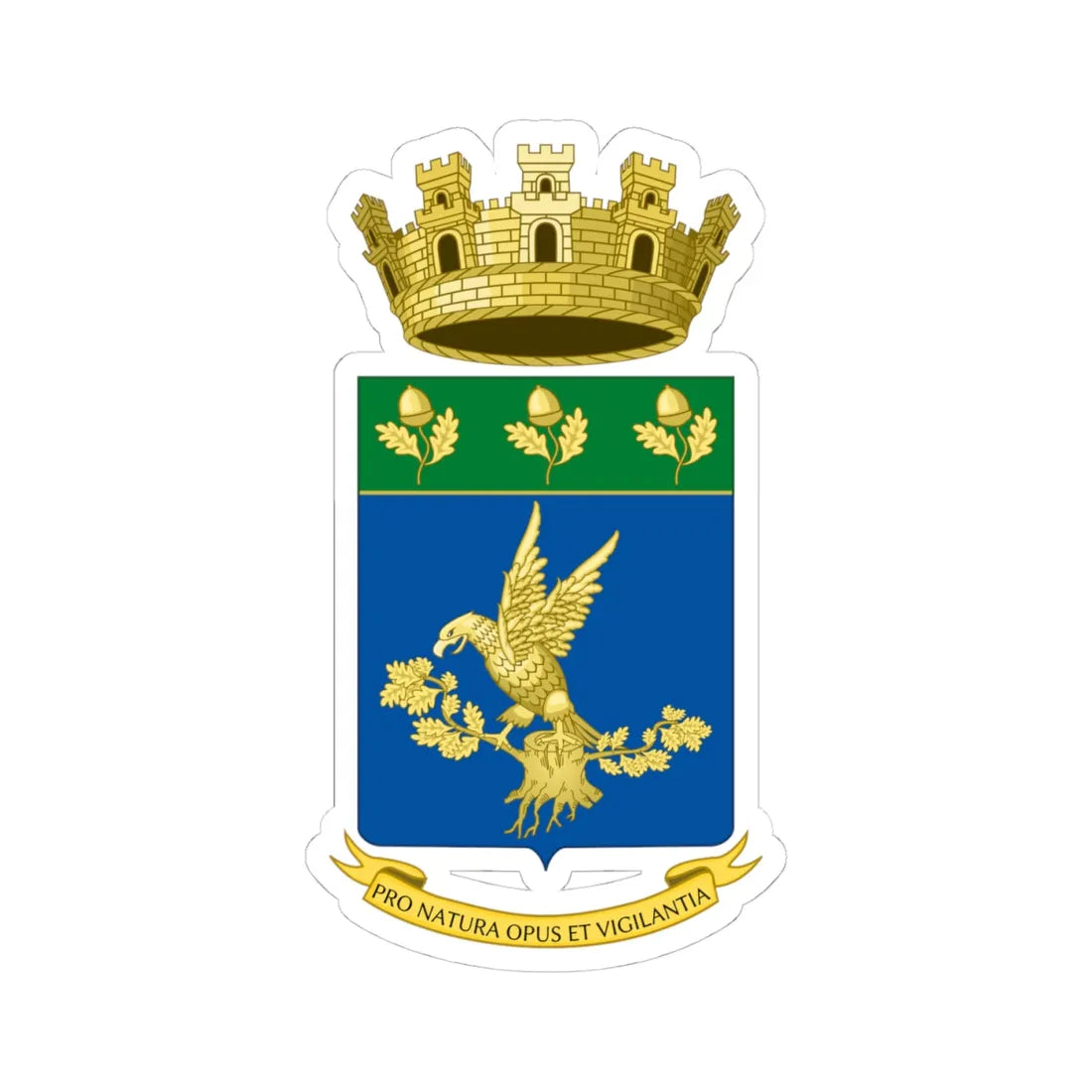 Coat of Arms of the State Forestry Corps (Italy) (Coat of Arms) STICKER Vinyl Kiss-Cut Decal 4 Inch White - The Sticker Space