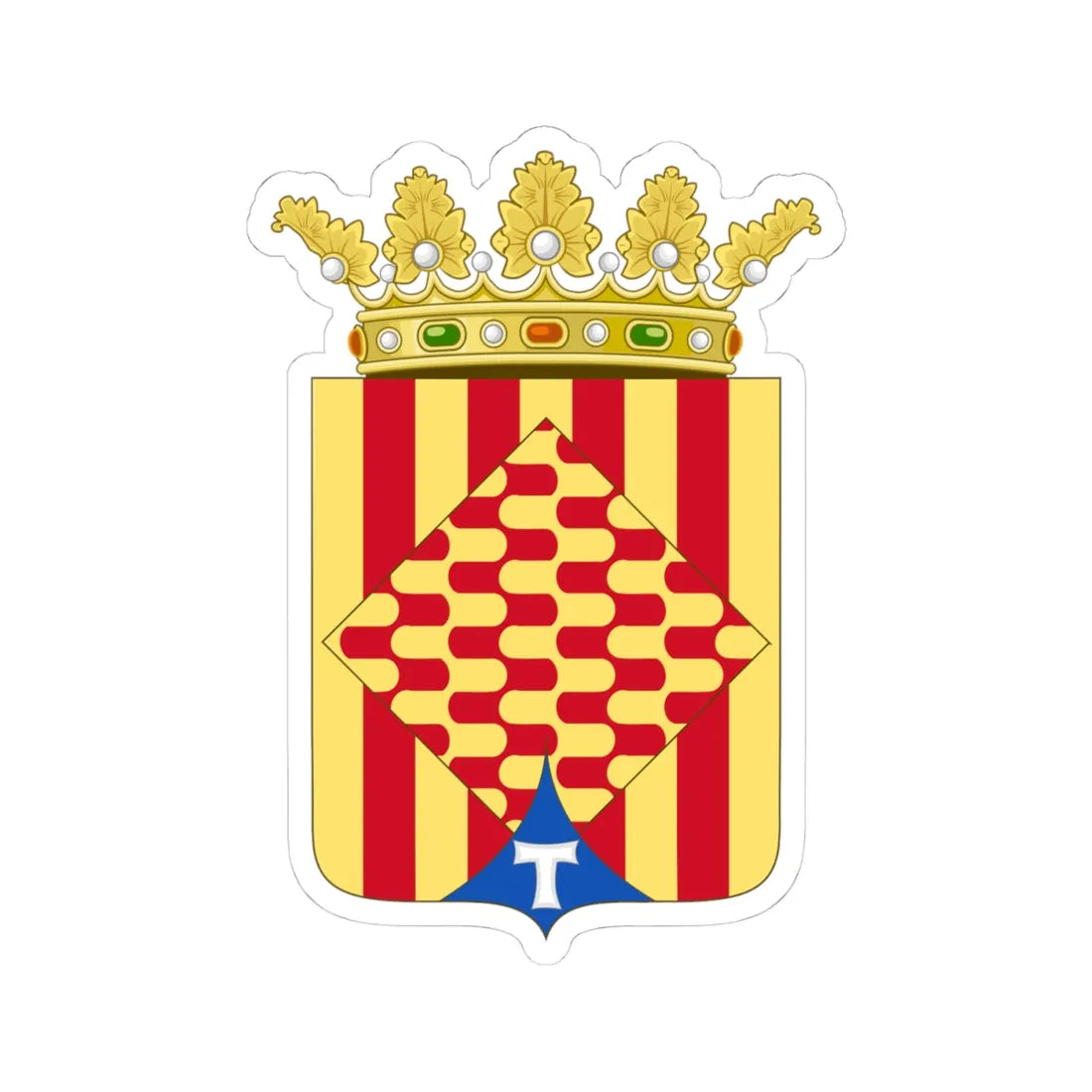 Coat of Arms of the Tarragona Province (Spain) (Coat of Arms) STICKER Vinyl Kiss-Cut Decal 4 Inch White - The Sticker Space