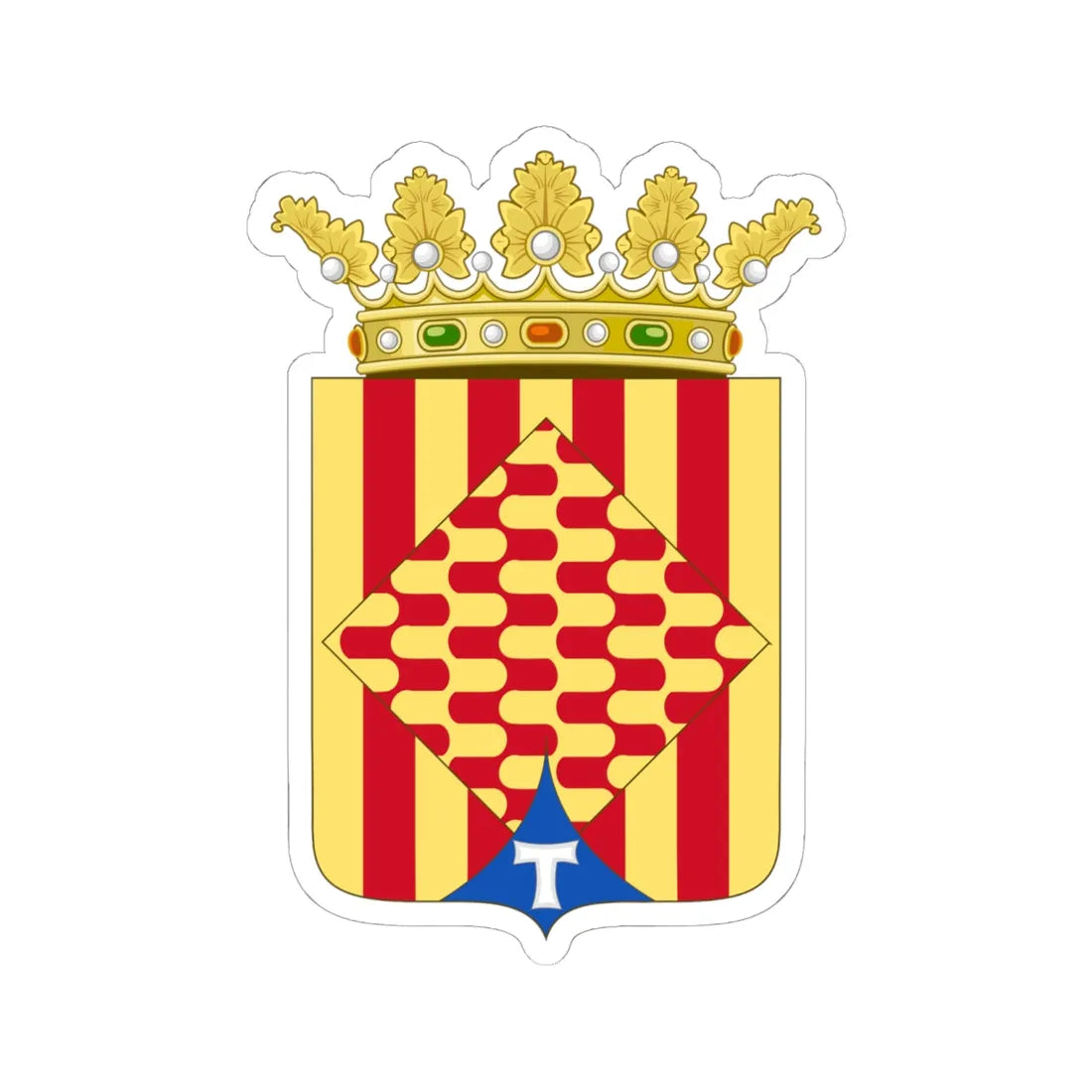 Coat of Arms of the Tarragona Province (Spain) (Coat of Arms) STICKER Vinyl Kiss-Cut Decal 6 Inch White - The Sticker Space