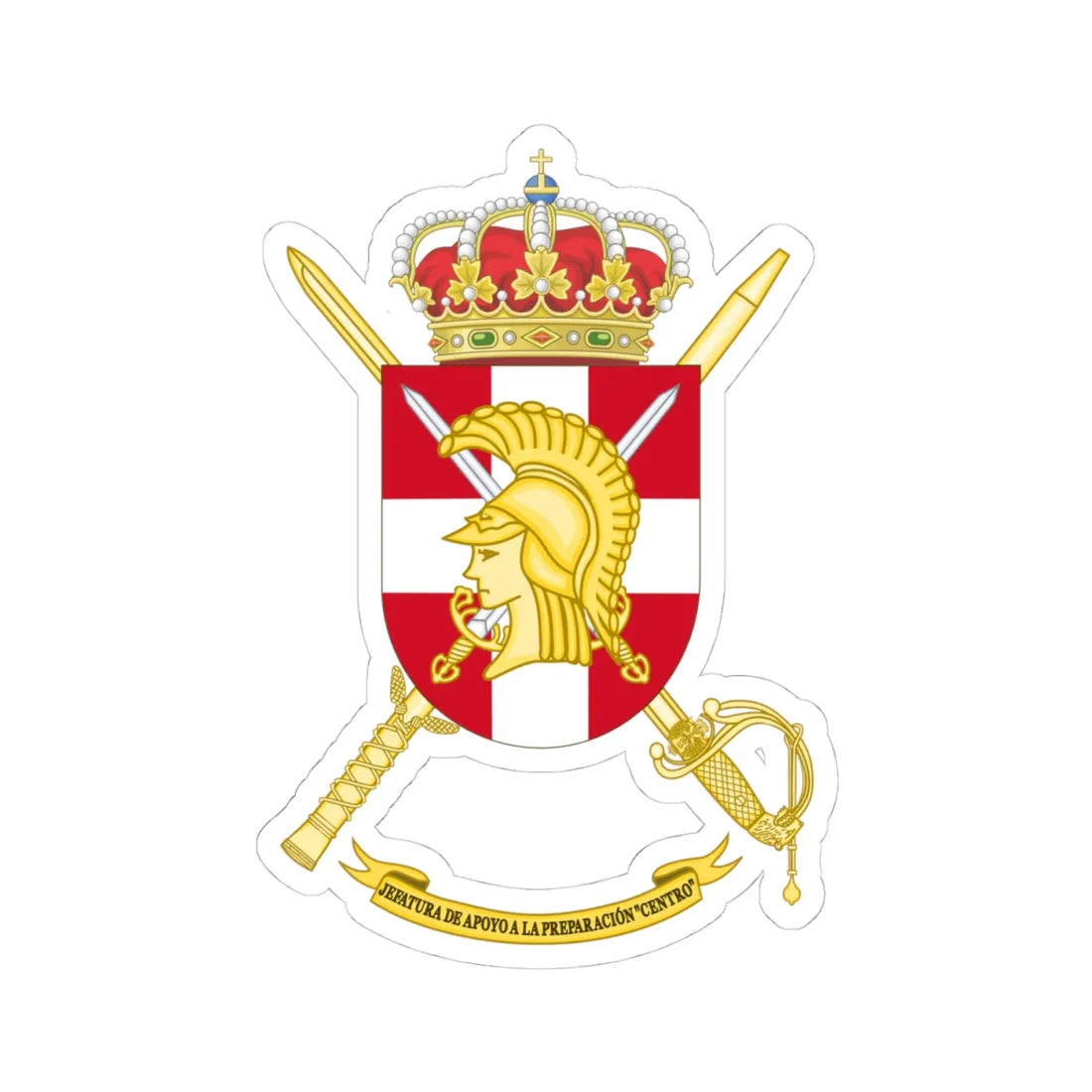 Coat of Arms of the Training Command - Centro (Spain) (Coat of Arms) STICKER Vinyl Kiss-Cut Decal 4 Inch White - The Sticker Space