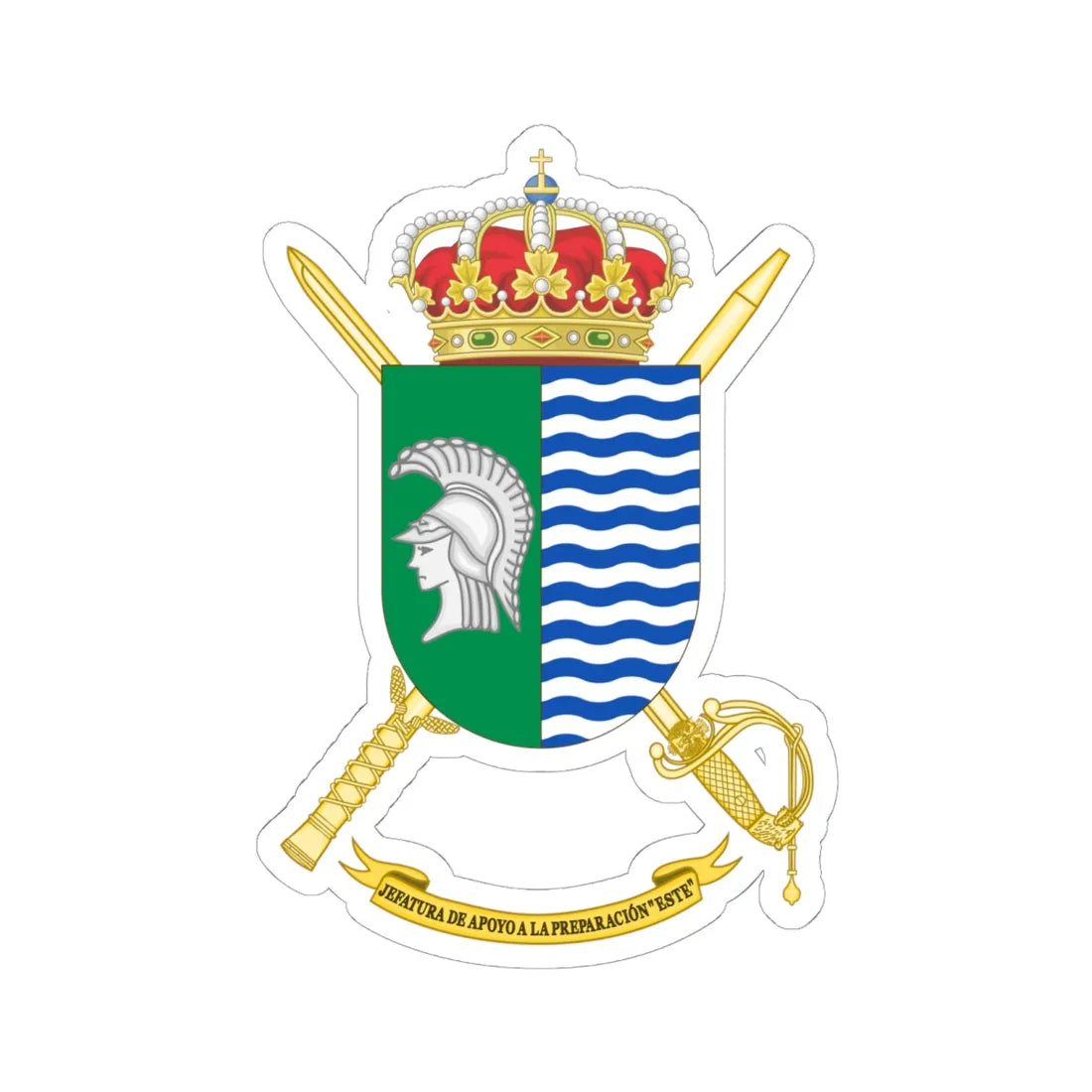 Coat of Arms of the Training Command - Este (Spain) (Coat of Arms) STICKER Vinyl Kiss-Cut Decal 6 Inch White - The Sticker Space