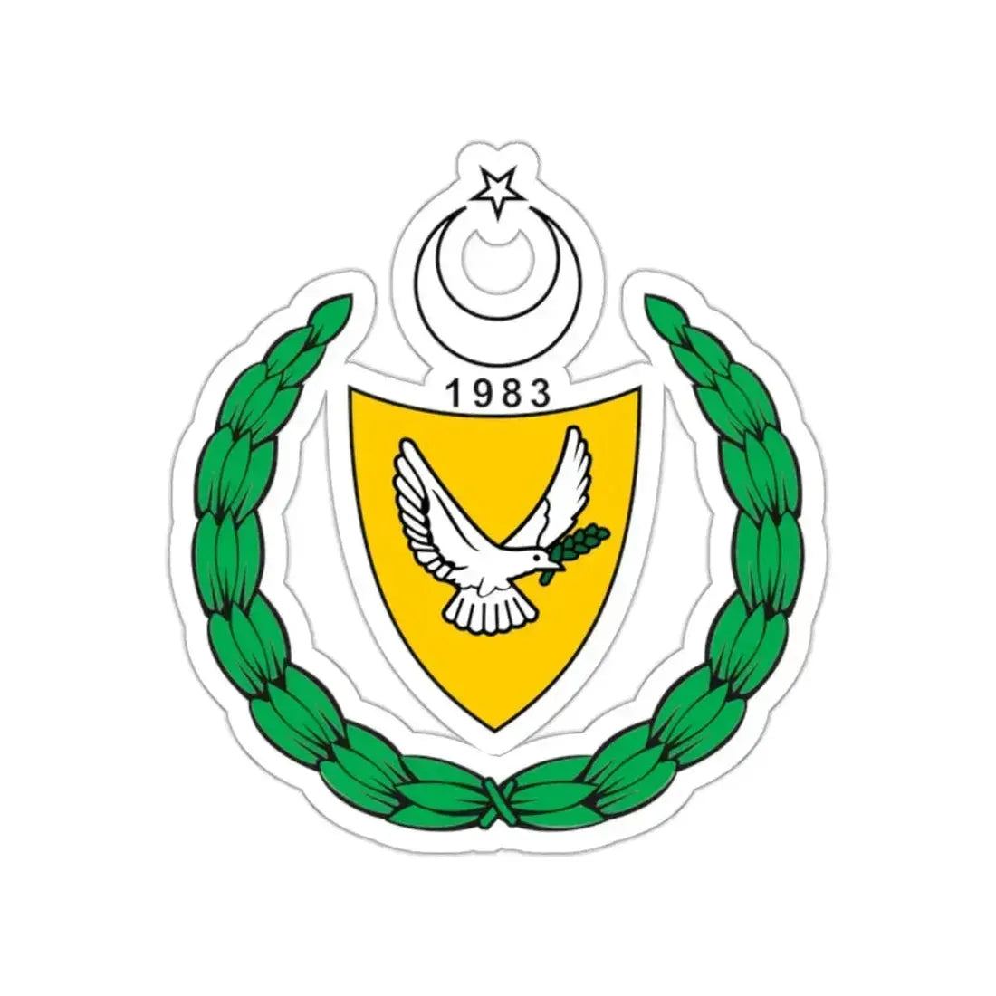 Coat of arms of the Turkish Republic of Northern Cyprus (1983-2007) STICKER Vinyl Die-Cut Decal 2 Inch - The Sticker Space