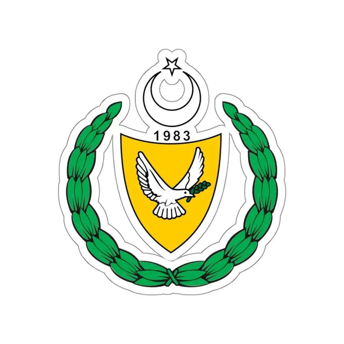 Coat of arms of the Turkish Republic of Northern Cyprus (1983-2007) STICKER Vinyl Die-Cut Decal 5 Inch - The Sticker Space