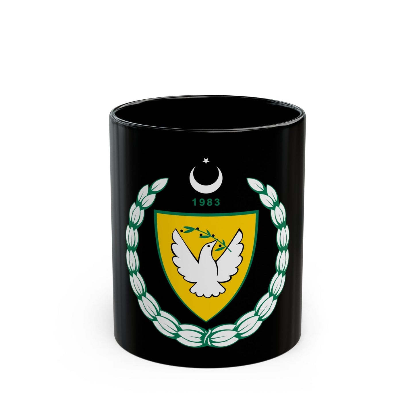 Coat of arms of the Turkish Republic of Northern Cyprus - Black Coffee Mug-11oz-The Sticker Space