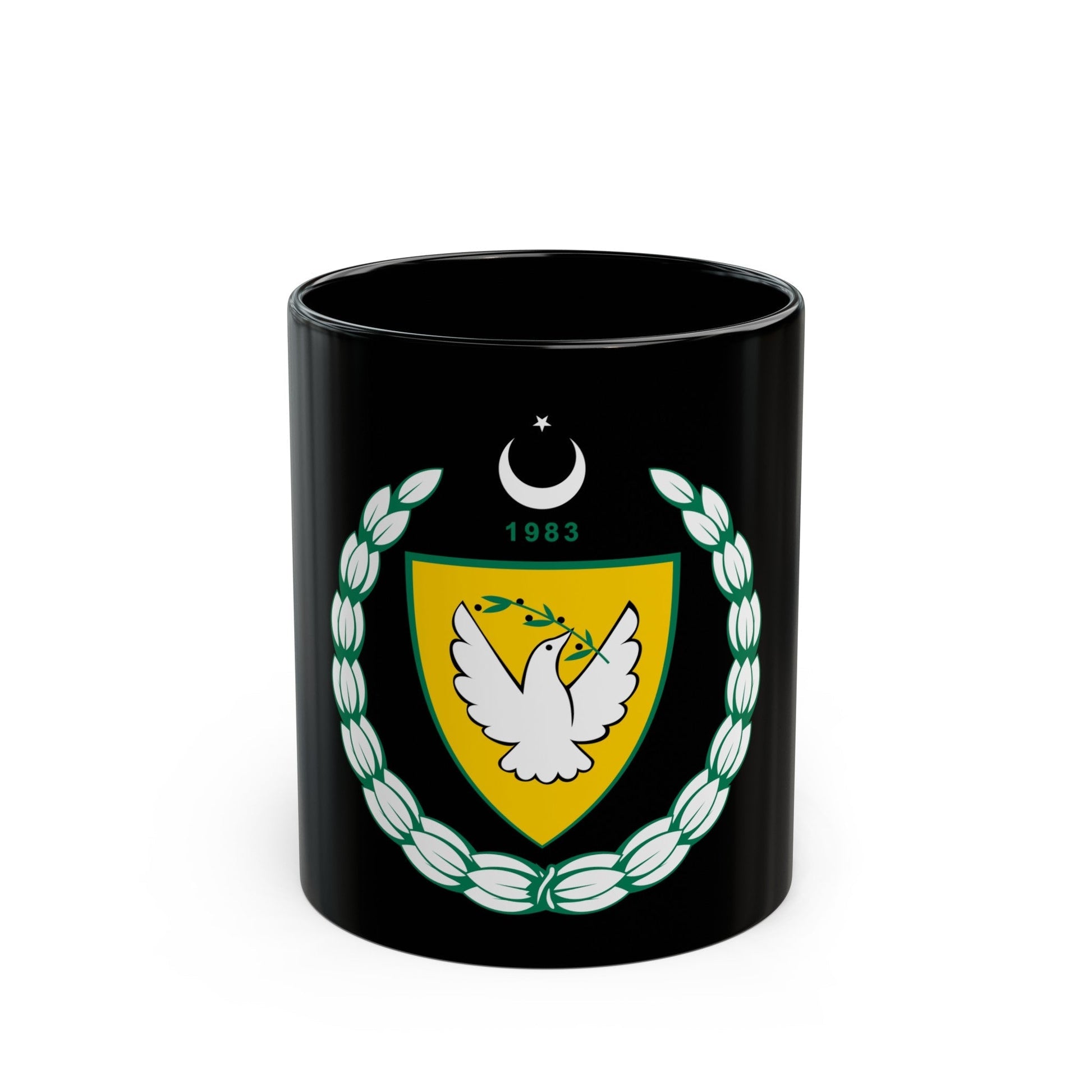 Coat of arms of the Turkish Republic of Northern Cyprus - Black Coffee Mug-11oz-The Sticker Space