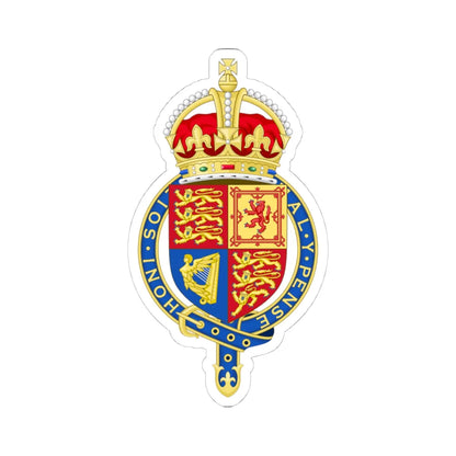 Coat of arms of the United Kingdom 1901-1952 abridged arms variant 1 (United Kingdom) (Coat of Arms) STICKER Vinyl Kiss-Cut Decal 4 Inch White - The Sticker Space