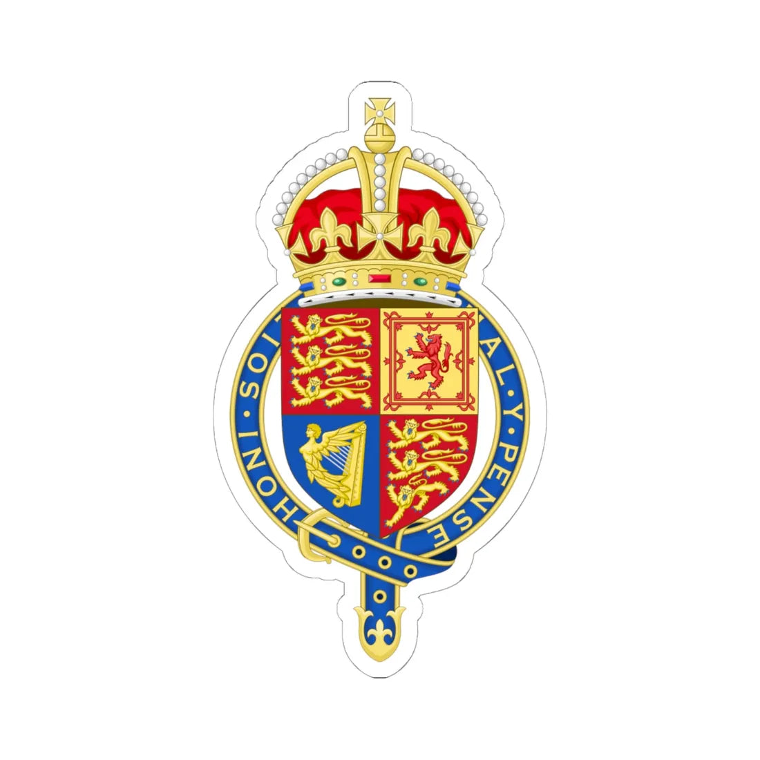 Coat of arms of the United Kingdom 1901-1952 abridged arms variant 1 (United Kingdom) (Coat of Arms) STICKER Vinyl Kiss-Cut Decal 6 Inch White - The Sticker Space