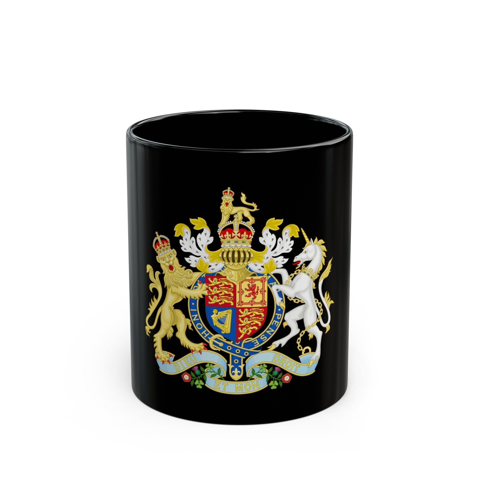 Coat of arms of the United Kingdom (1901-1952) - Black Coffee Mug-11oz-The Sticker Space