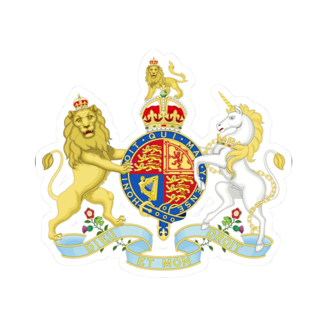 Coat of arms of the United Kingdom 1901 lesser arms (United Kingdom) (Coat of Arms) STICKER Vinyl Kiss-Cut Decal 2 Inch White - The Sticker Space