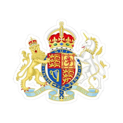 Coat of arms of the United Kingdom 2024 lesser arms (United Kingdom) (Coat of Arms) STICKER Vinyl Kiss-Cut Decal 3 Inch White - The Sticker Space
