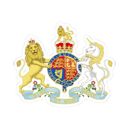 Coat of arms of the United Kingdom Queen Victoria lesser arms (United Kingdom) (Coat of Arms) STICKER Vinyl Kiss-Cut Decal 3 Inch White - The Sticker Space