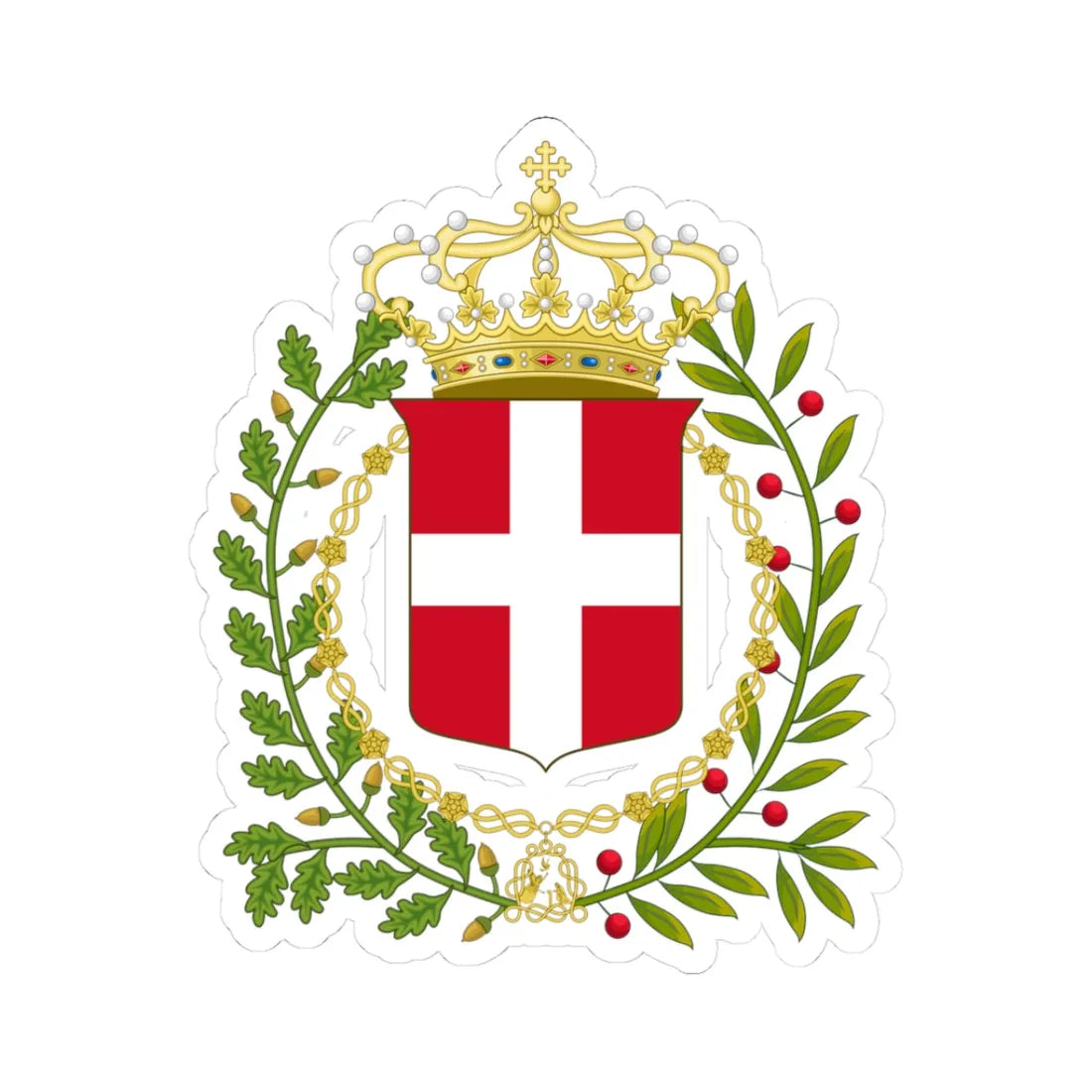 Coat of arms of the United Provinces of Central Italy (Italy) (Coat of Arms) STICKER Vinyl Kiss-Cut Decal 3 Inch White - The Sticker Space