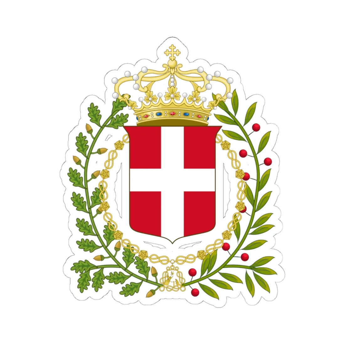 Coat of arms of the United Provinces of Central Italy (Italy) (Coat of Arms) STICKER Vinyl Kiss-Cut Decal 6 Inch White - The Sticker Space