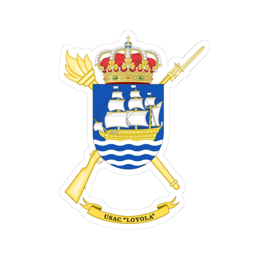 Coat of Arms of the USAC Loyola (Spain) (Coat of Arms) STICKER Vinyl Kiss-Cut Decal 3 Inch White - The Sticker Space