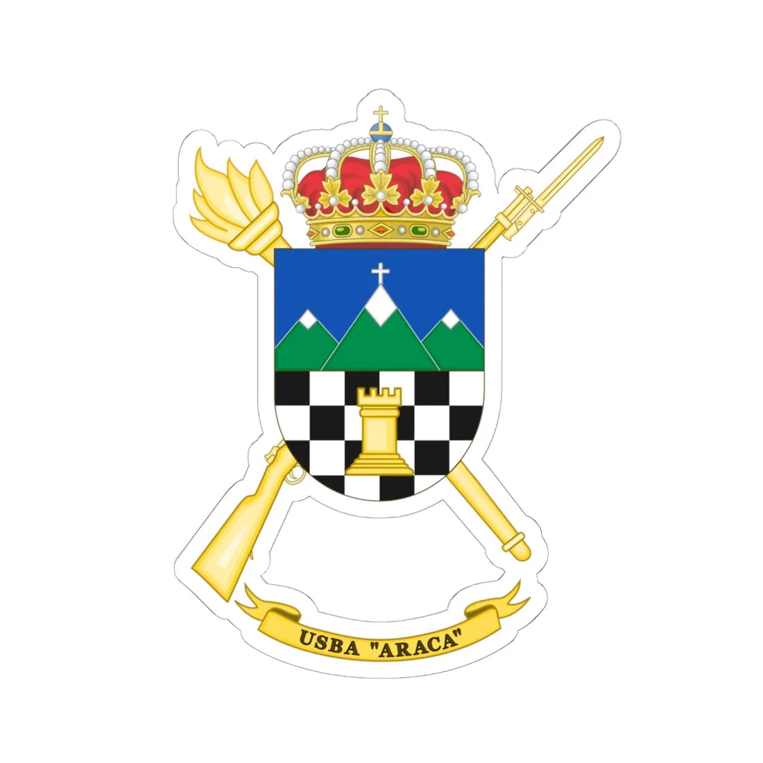 Coat of Arms of the USBA Araca (Spain) (Coat of Arms) STICKER Vinyl Kiss-Cut Decal 6 Inch White - The Sticker Space