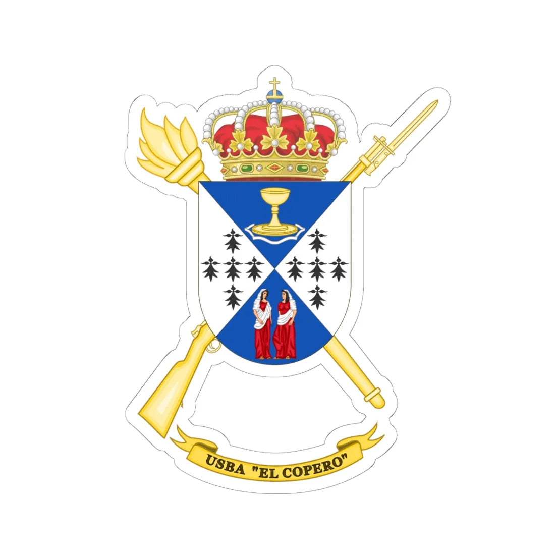 Coat of Arms of the USBA El Copero (Spain) (Coat of Arms) STICKER Vinyl Kiss-Cut Decal 6 Inch White - The Sticker Space