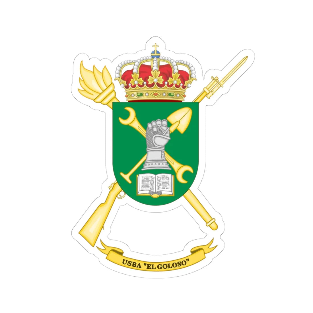 Coat of Arms of the USBA El Goloso (Spain) (Coat of Arms) STICKER Vinyl Kiss-Cut Decal 4 Inch White - The Sticker Space