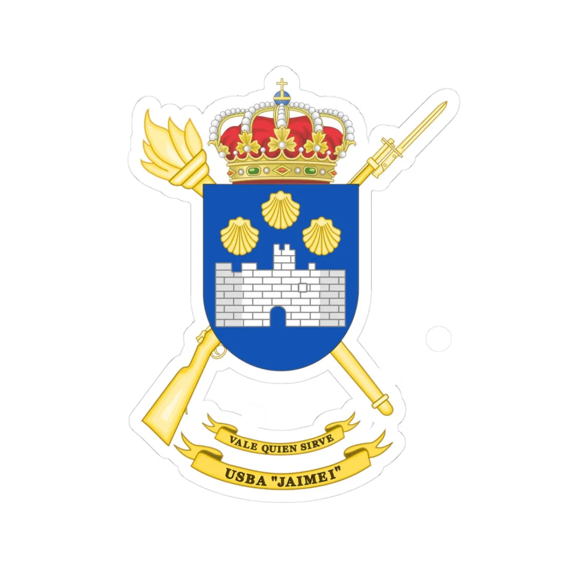 Coat of Arms of the USBA Jaime I (Spain) (Coat of Arms) STICKER Vinyl Kiss-Cut Decal 3 Inch White - The Sticker Space