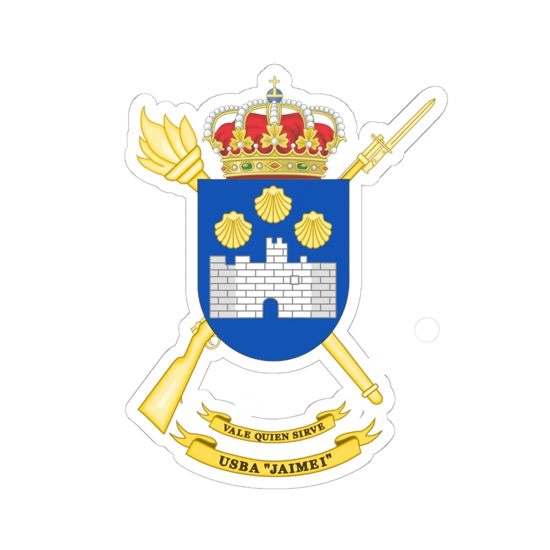 Coat of Arms of the USBA Jaime I (Spain) (Coat of Arms) STICKER Vinyl Kiss-Cut Decal 6 Inch White - The Sticker Space