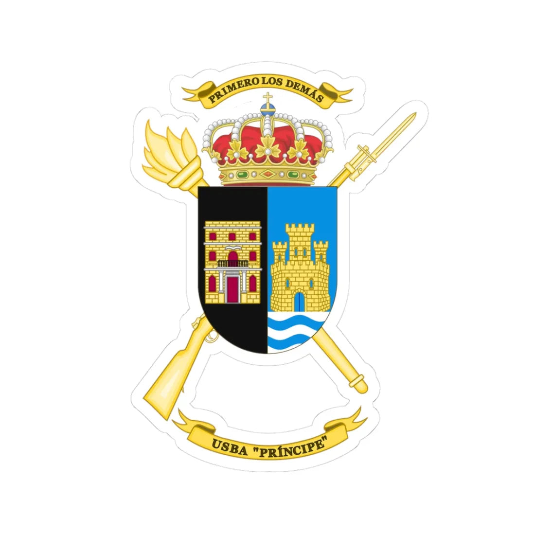 Coat of Arms of the USBA Príncipe (Spain) (Coat of Arms) STICKER Vinyl Kiss-Cut Decal 3 Inch White - The Sticker Space