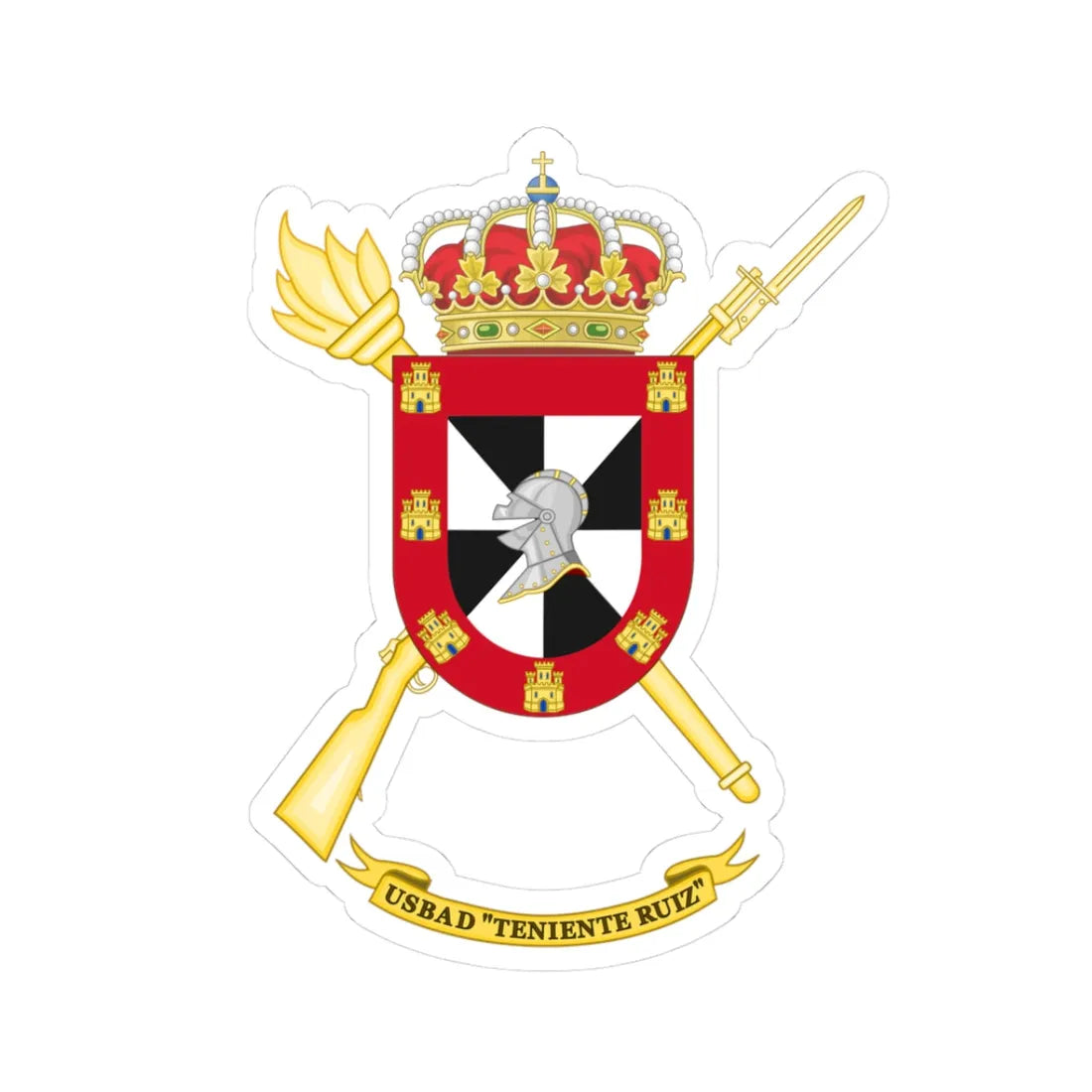 Coat of Arms of the USBAD Ceuta (Spain) (Coat of Arms) STICKER Vinyl Kiss-Cut Decal 3 Inch White - The Sticker Space