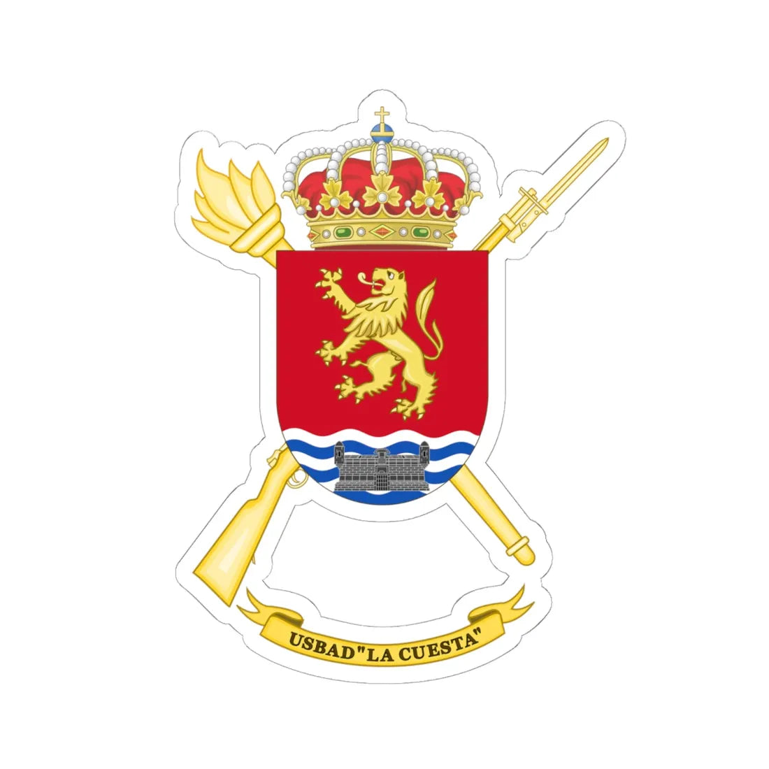 Coat of Arms of the USBAD La Cuesta (Spain) (Coat of Arms) STICKER Vinyl Kiss-Cut Decal 6 Inch White - The Sticker Space