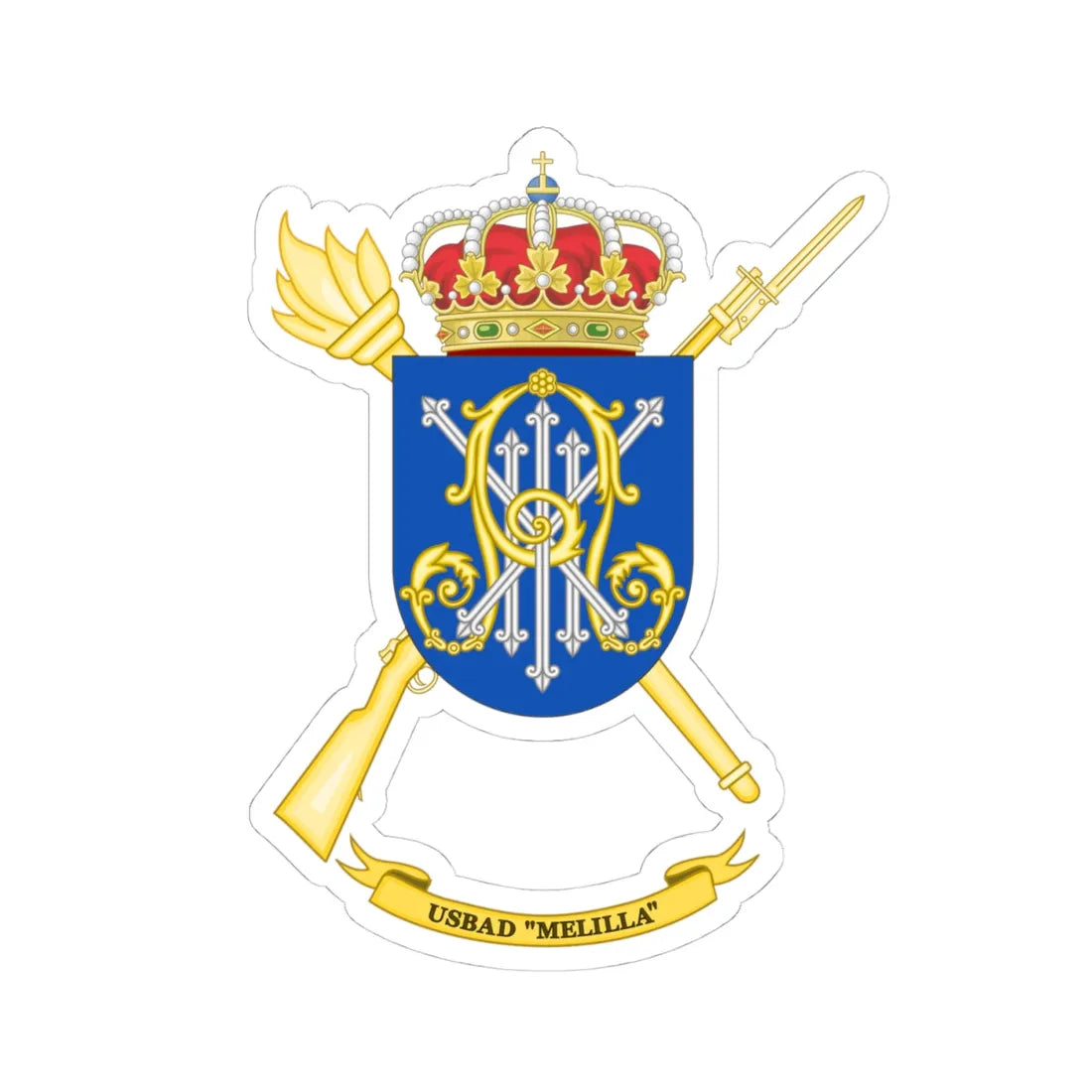 Coat of Arms of the USBAD Melilla (Spain) (Coat of Arms) STICKER Vinyl Kiss-Cut Decal 4 Inch White - The Sticker Space