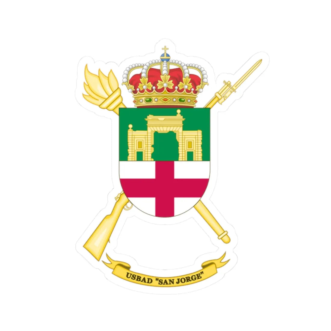 Coat of Arms of the USBAD San Jorge (Spain) (Coat of Arms) STICKER Vinyl Kiss-Cut Decal 2 Inch White - The Sticker Space
