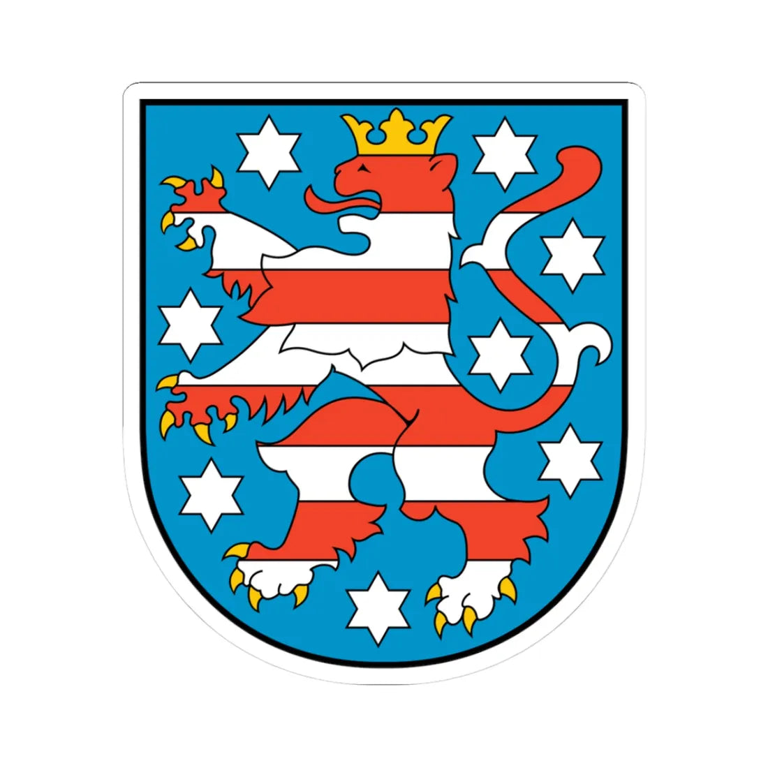 Coat of arms of Thuringia (Germany) (Coat of Arms) STICKER Vinyl Kiss-Cut Decal 3 Inch White - The Sticker Space