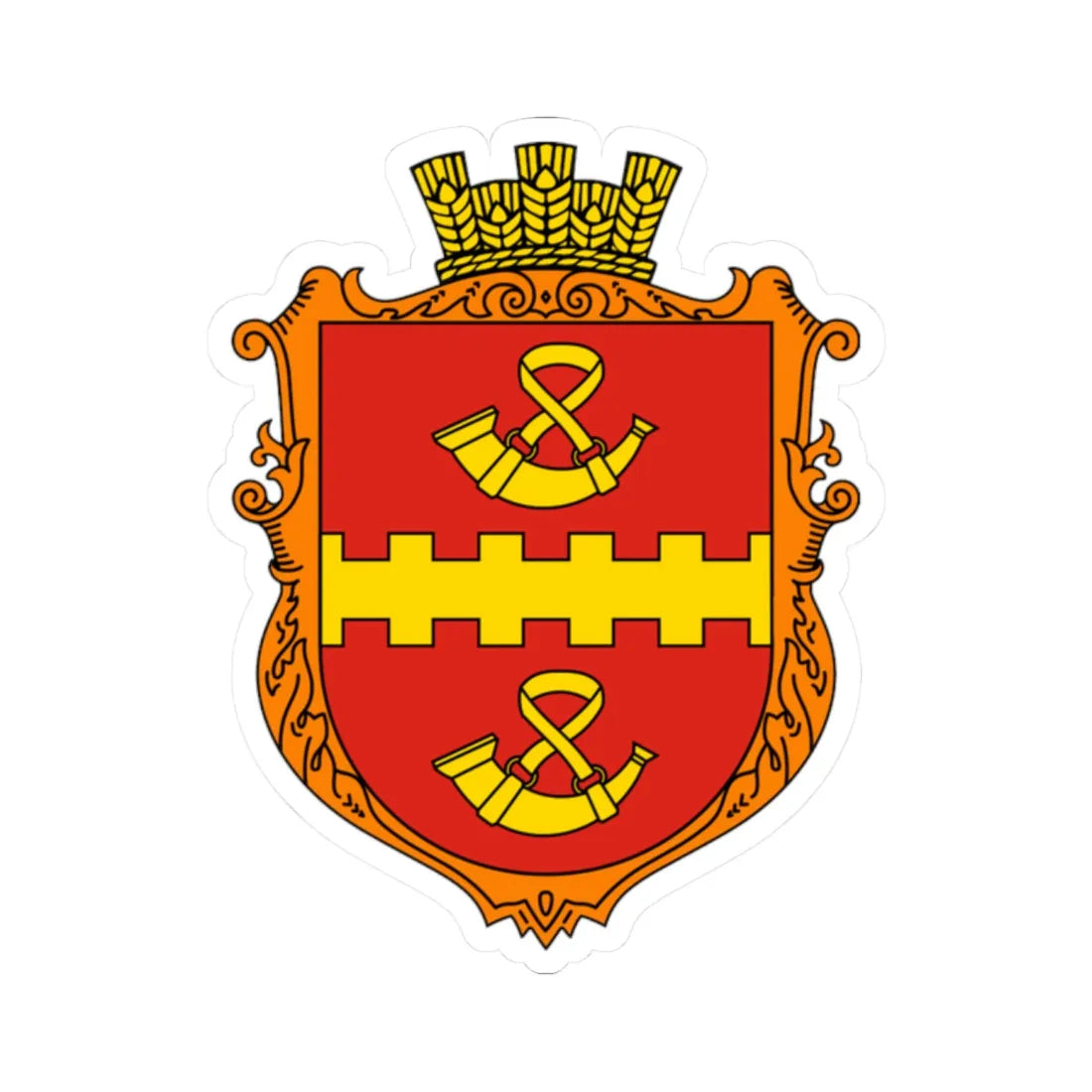 Coat of Arms of Torhanovychi (Ukraine) (Coat of Arms) STICKER Vinyl Kiss-Cut Decal 2 Inch White - The Sticker Space