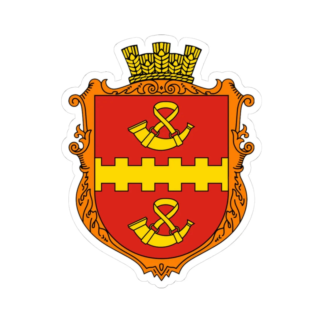 Coat of Arms of Torhanovychi (Ukraine) (Coat of Arms) STICKER Vinyl Kiss-Cut Decal 3 Inch White - The Sticker Space