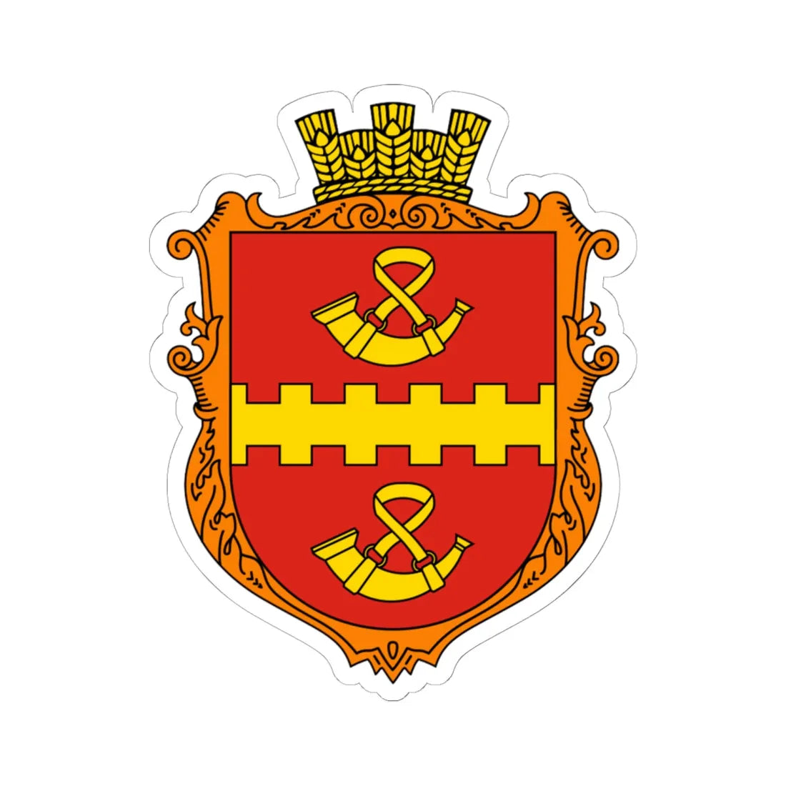 Coat of Arms of Torhanovychi (Ukraine) (Coat of Arms) STICKER Vinyl Kiss-Cut Decal 6 Inch White - The Sticker Space