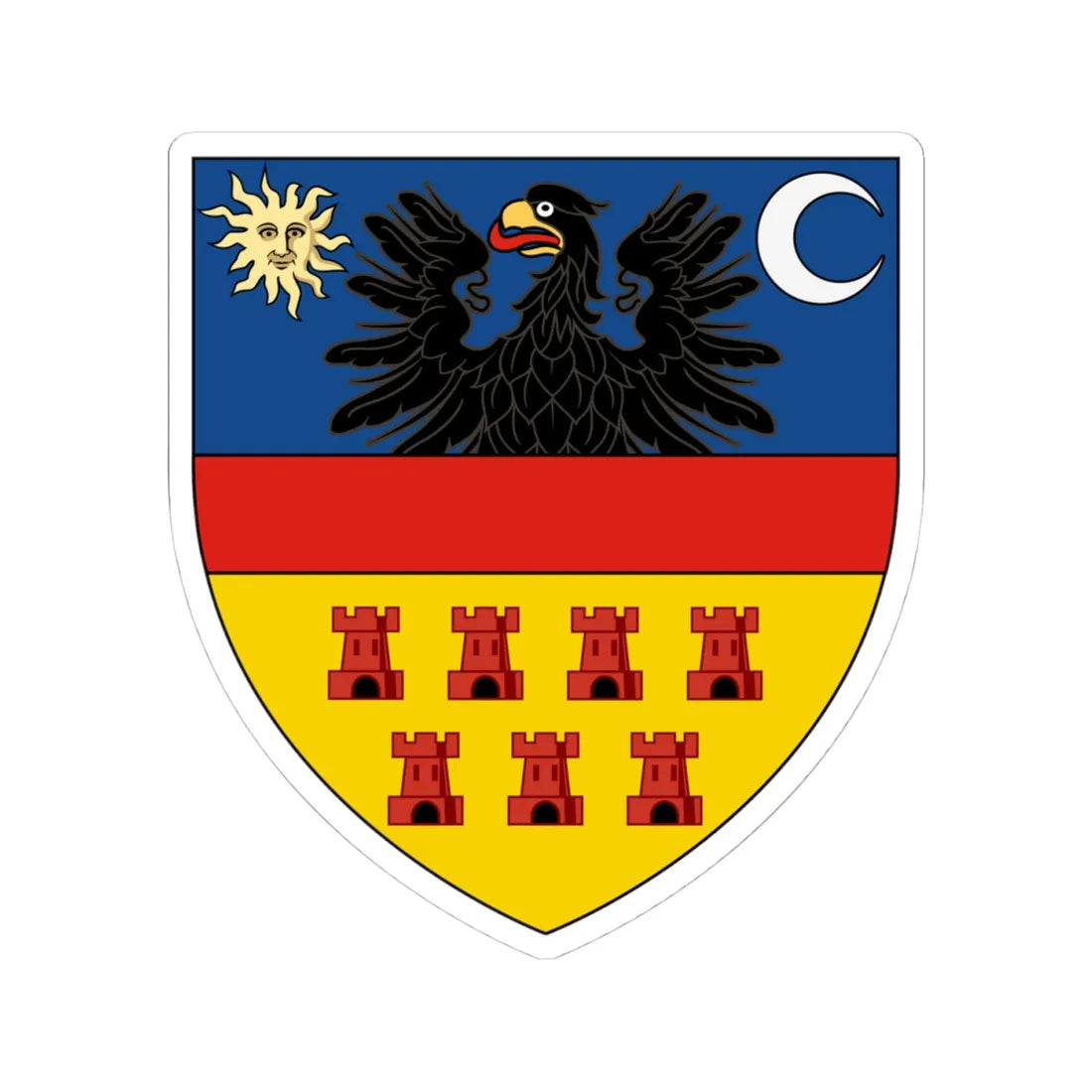 Coat of arms of Transylvania - STICKER Vinyl Kiss-Cut Decal 4 Inch White - The Sticker Space