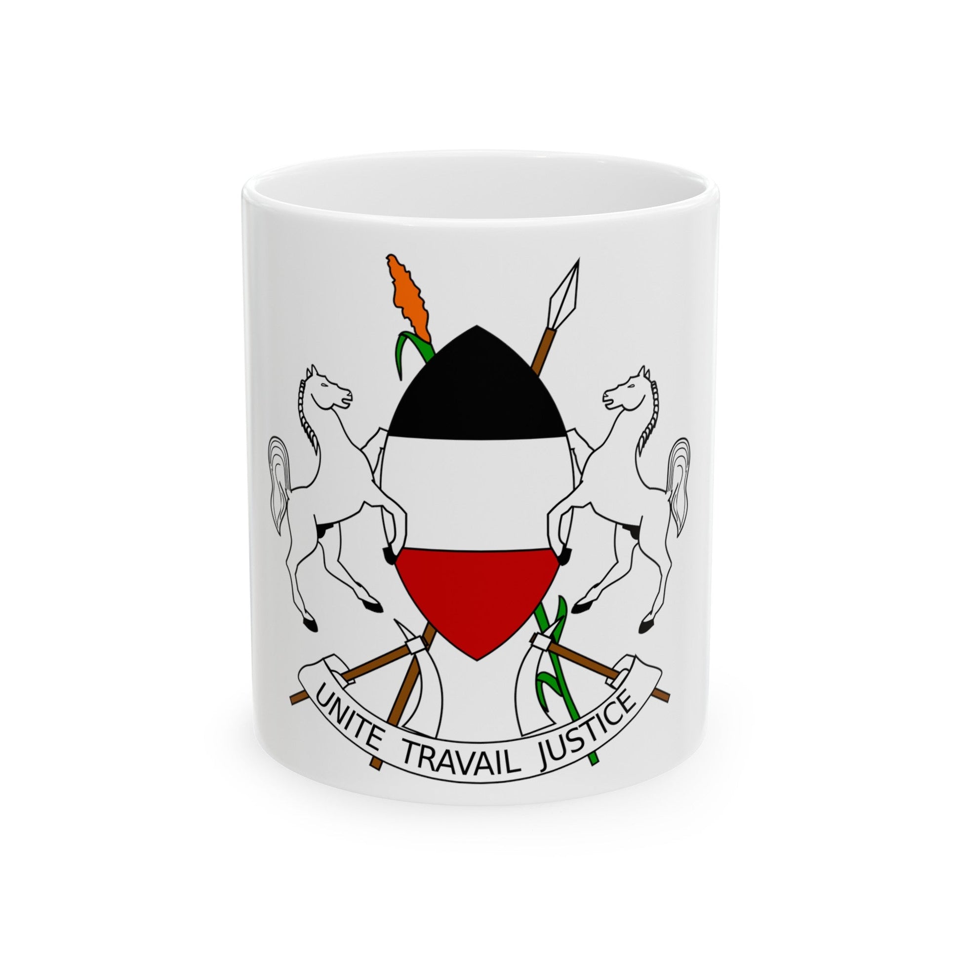 Coat of arms of Upper Volta (1967-1984) - White Coffee Mug-11oz-The Sticker Space