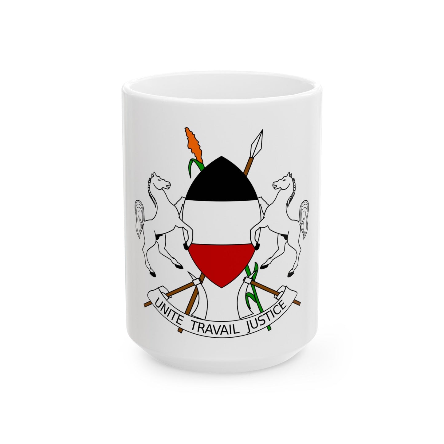 Coat of arms of Upper Volta (1967-1984) - White Coffee Mug-15oz-The Sticker Space