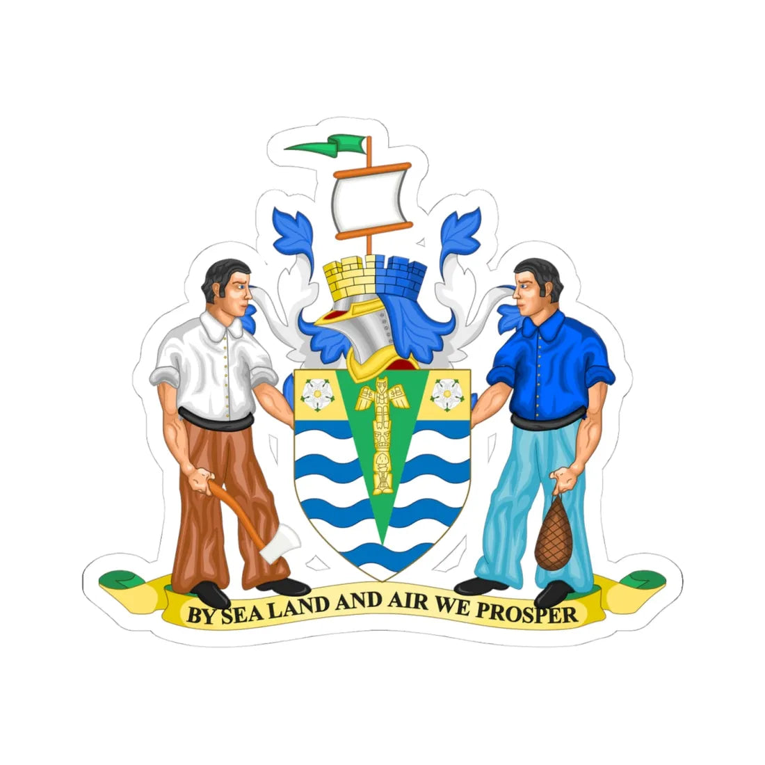 Coat of arms of Vancouver (Canada) (Coat of Arms) STICKER Vinyl Kiss-Cut Decal 4 Inch White - The Sticker Space