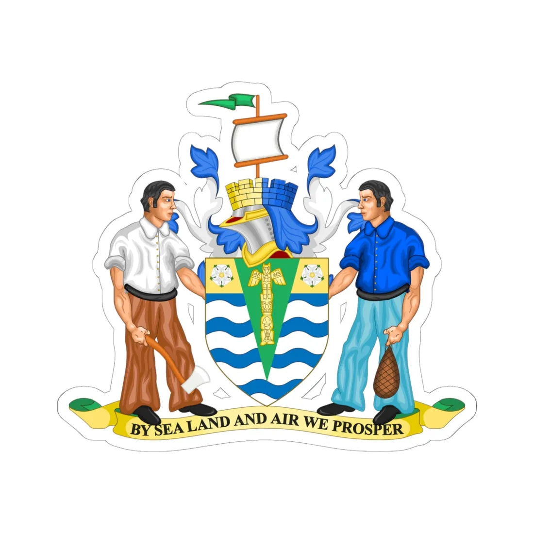 Coat of arms of Vancouver (Canada) (Coat of Arms) STICKER Vinyl Kiss-Cut Decal 6 Inch White - The Sticker Space