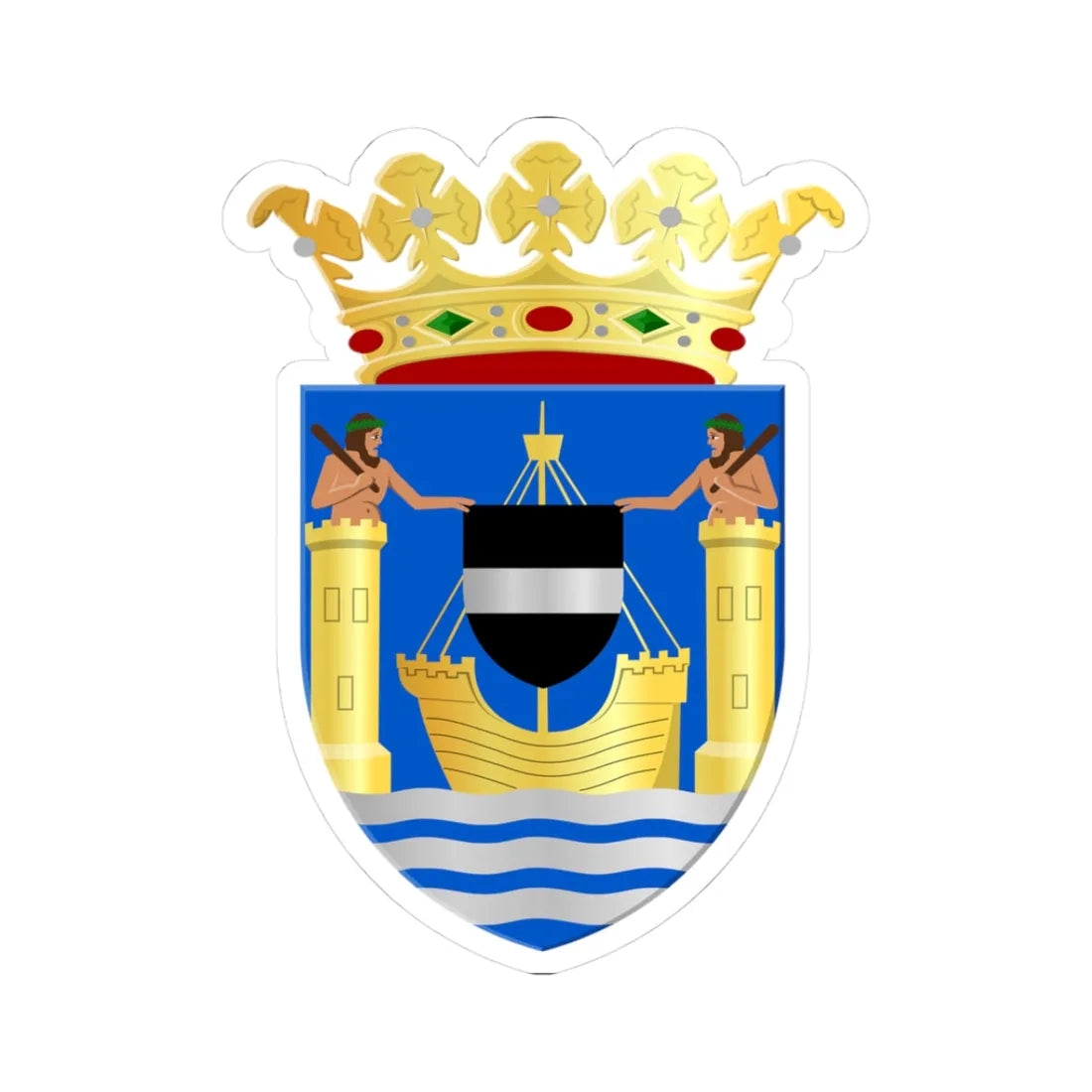Coat of arms of Veere (Netherlands) (Coat of Arms) STICKER Vinyl Kiss-Cut Decal 3 Inch White - The Sticker Space