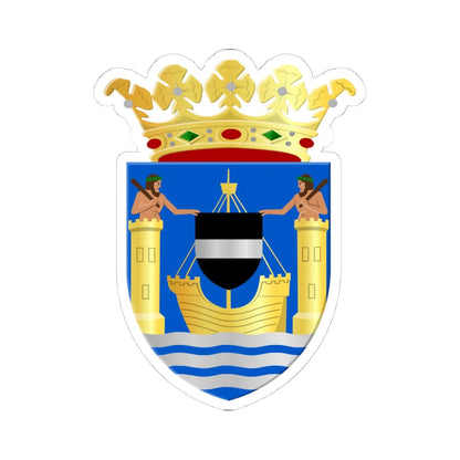 Coat of arms of Veere (Netherlands) (Coat of Arms) STICKER Vinyl Kiss-Cut Decal 4 Inch White - The Sticker Space