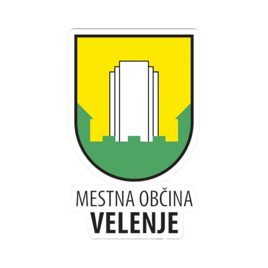 Coat of arms of Velenje with lettering (Slovenia) (Coat of Arms) STICKER Vinyl Kiss-Cut Decal 2 Inch White - The Sticker Space