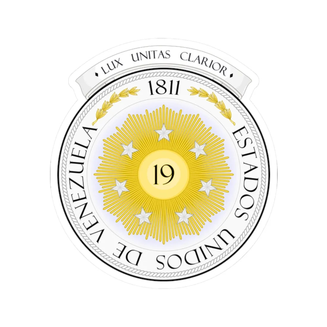 Coat of arms of Venezuela (1810) - STICKER Vinyl Kiss-Cut Decal 2 Inch White - The Sticker Space