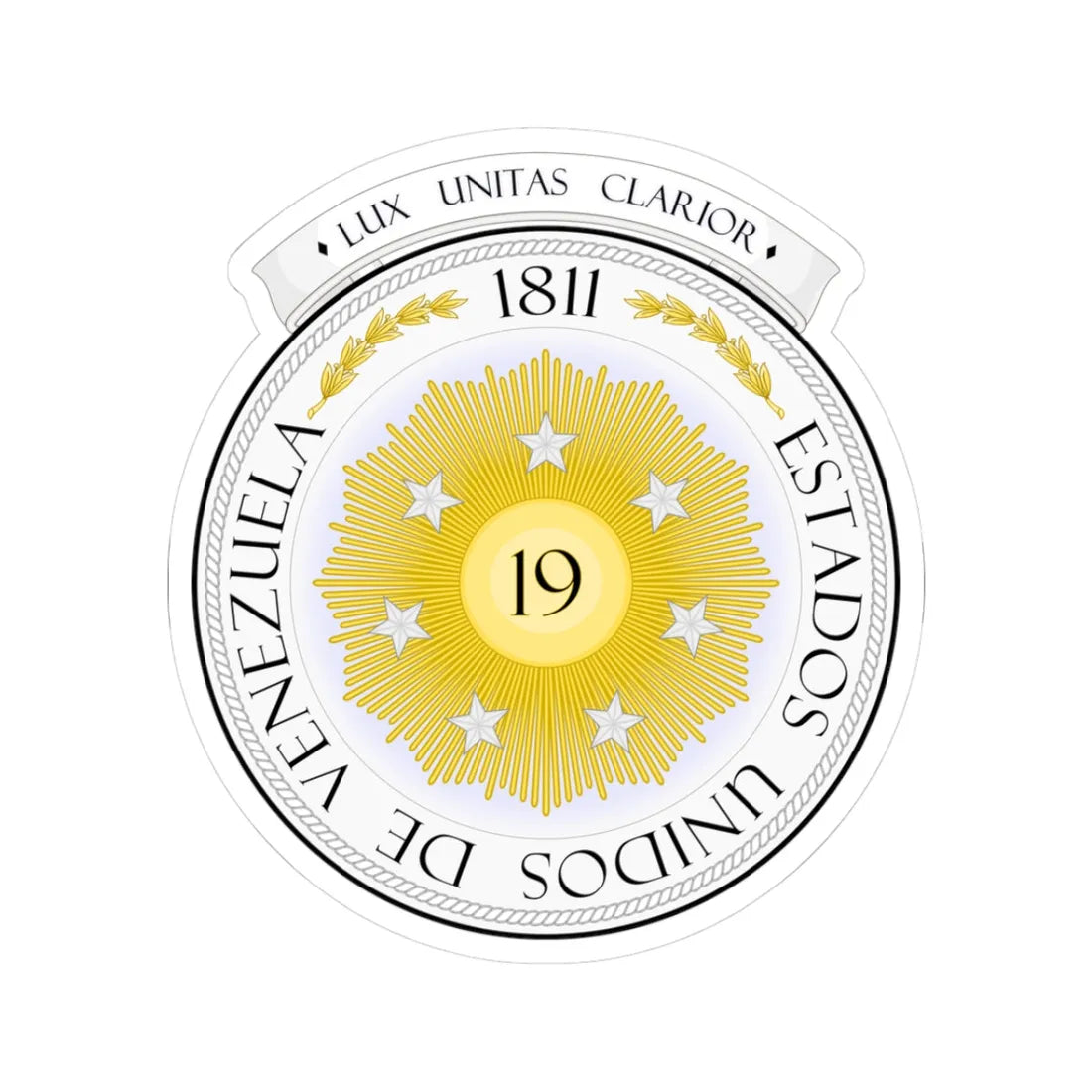 Coat of arms of Venezuela (1810) - STICKER Vinyl Kiss-Cut Decal 3 Inch White - The Sticker Space