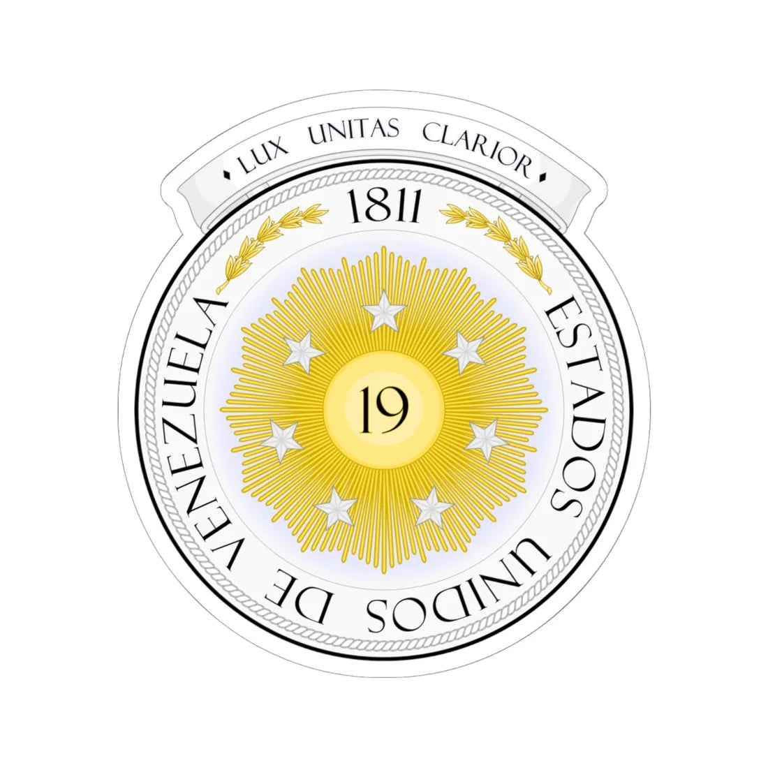 Coat of arms of Venezuela (1810) - STICKER Vinyl Kiss-Cut Decal 6 Inch White - The Sticker Space