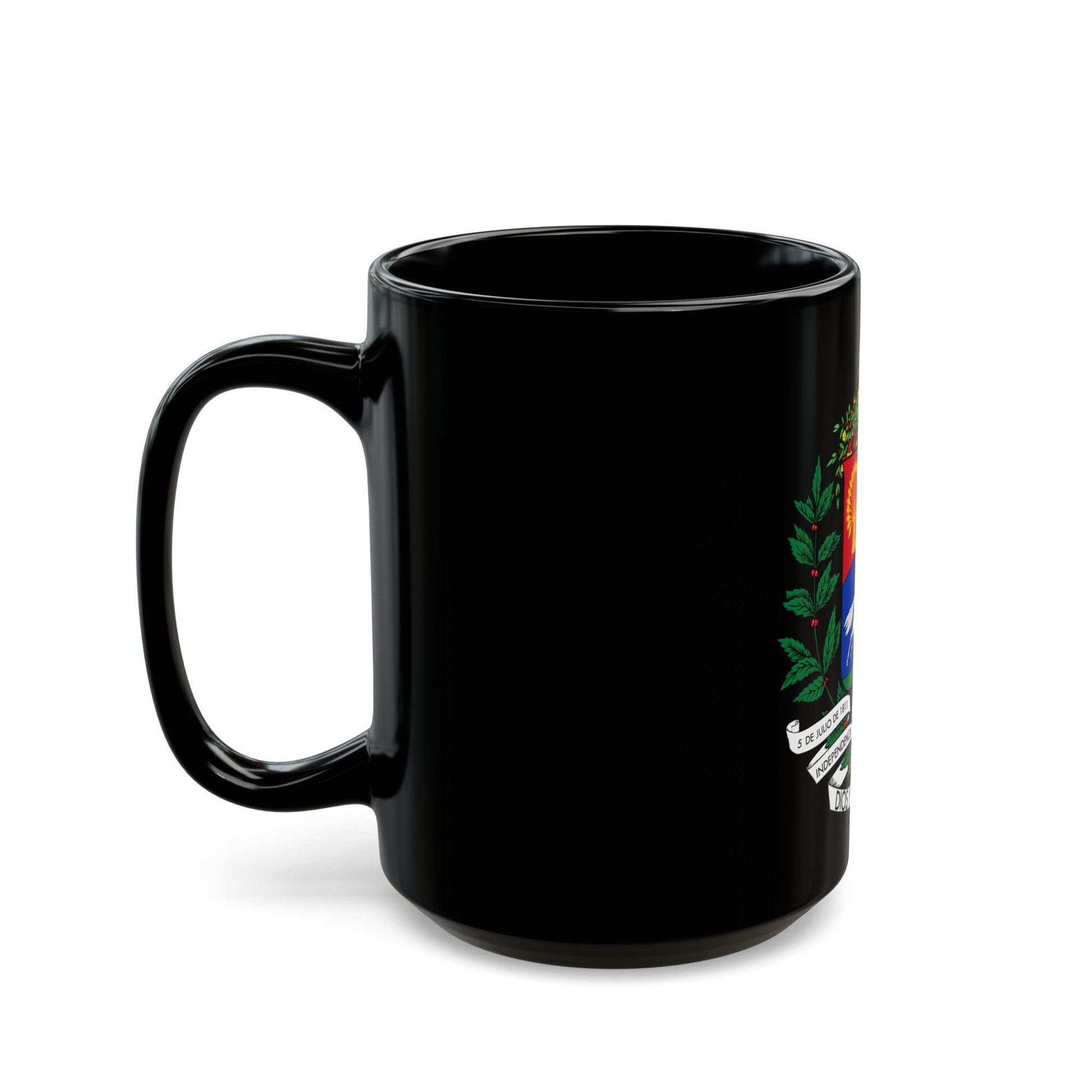 Coat of arms of Venezuela (1871) - Black Coffee Mug-The Sticker Space