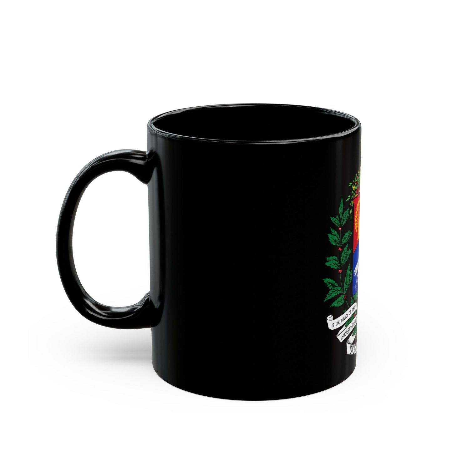 Coat of arms of Venezuela (1871) - Black Coffee Mug-The Sticker Space